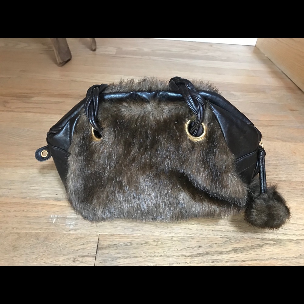 Faux fur hand bag